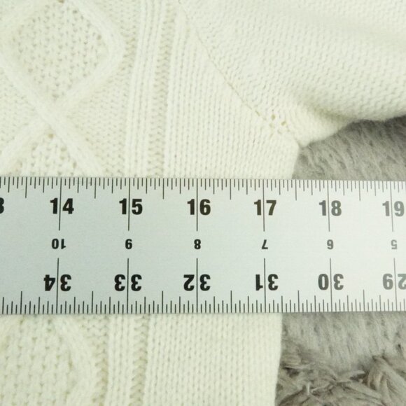 Eliza J Knit Sweater Dress Womens Large White Bell Sleeve Nordic Scandinavian - Picture 7 of 13